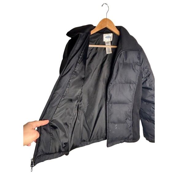 Old Navy Puffer Coat Size Medium Vintage Black Side Panels Down Feather FLAWED - Picture 4 of 13